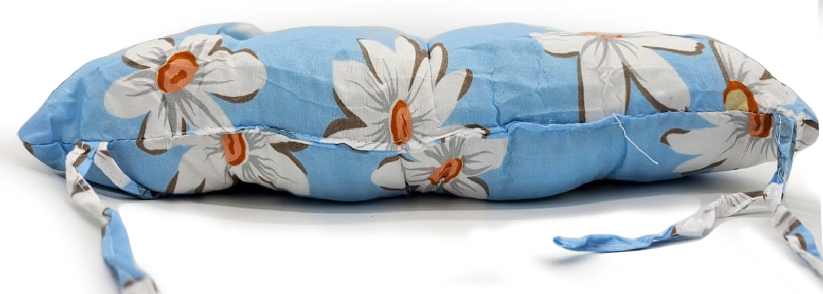 Seat Pad Dining Garden Kitchen Chair Cushions Tie On Daisy Floral Blue side view