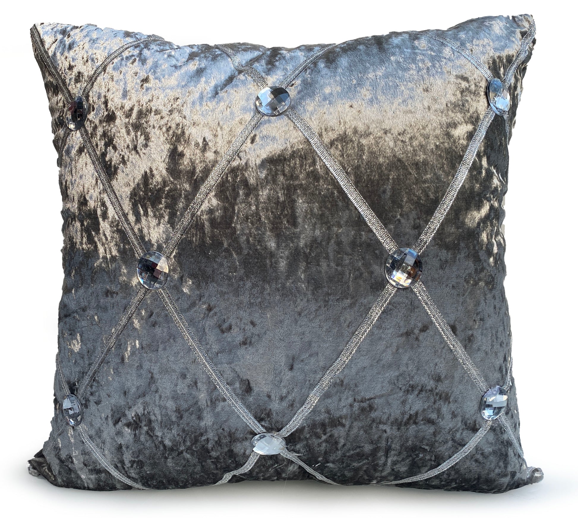 Large Crush Velvet Diamante Chesterfield Cushions or Covers Silver