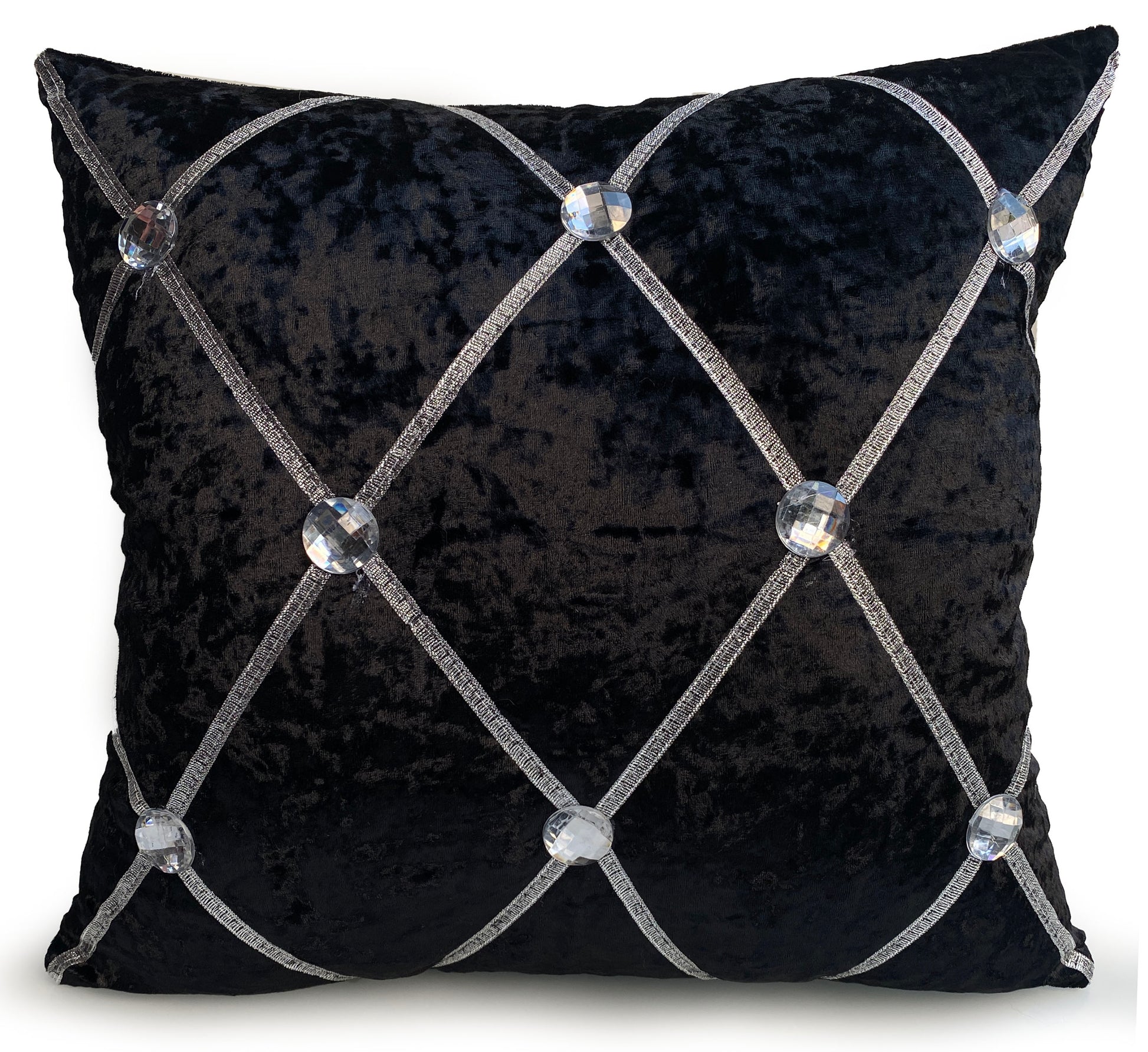 Large Crush Velvet Diamante Chesterfield Cushions or Covers Black