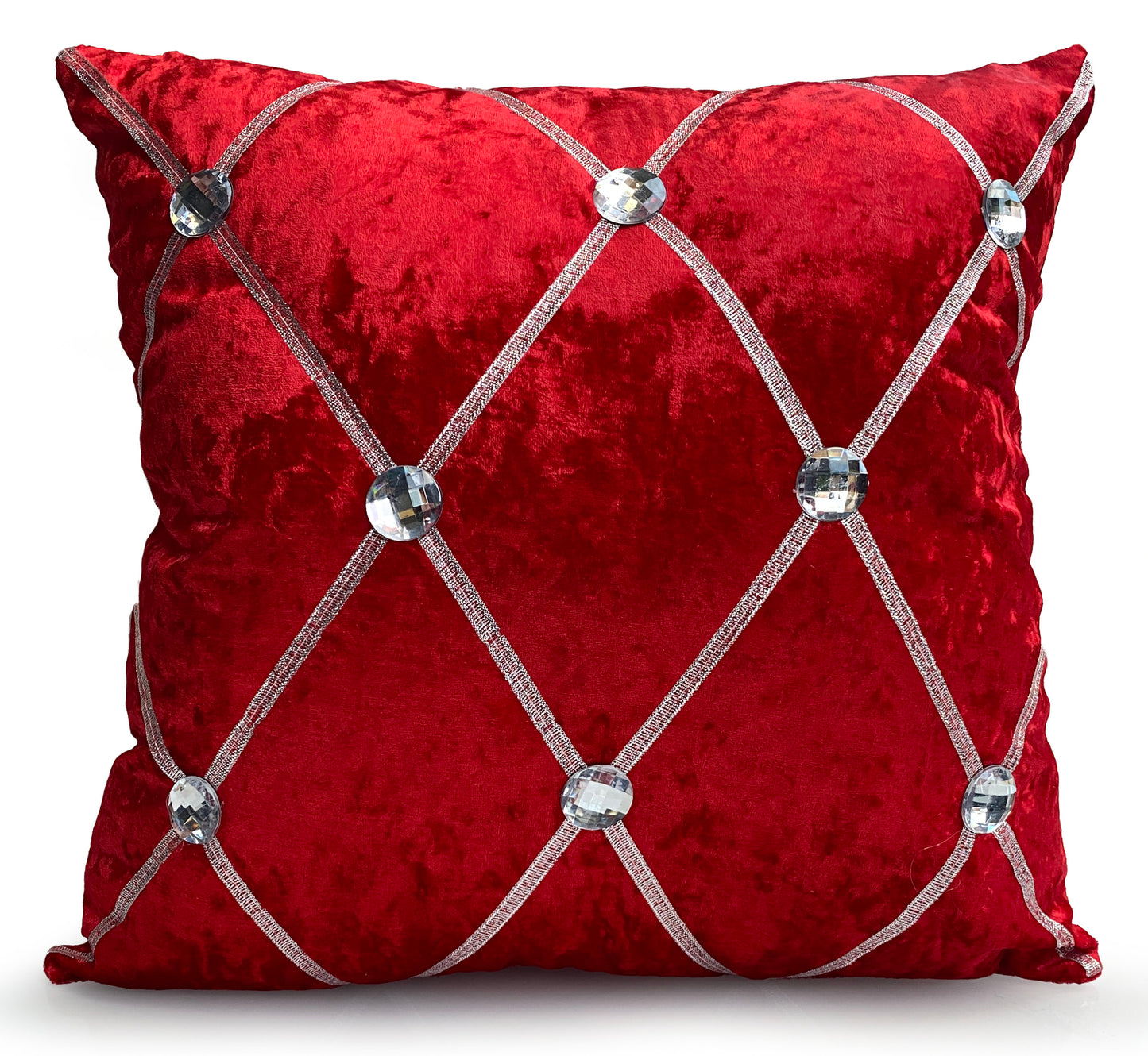 Large Crush Velvet Diamante Chesterfield Cushions or Covers Red
