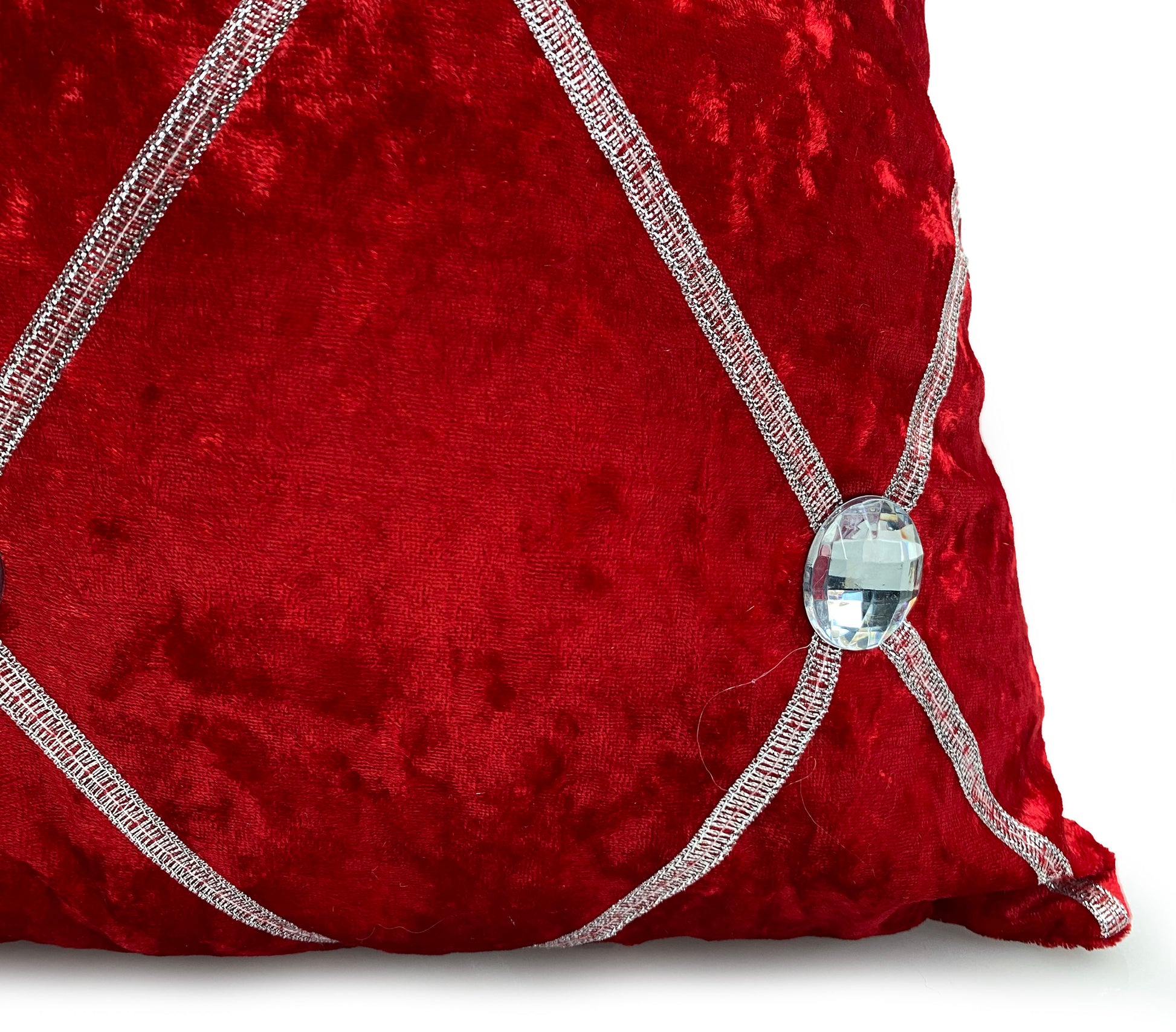 Large Crush Velvet Diamante Chesterfield Cushions or Covers Red Closer view