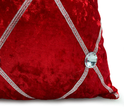 Large Crush Velvet Diamante Chesterfield Cushions or Covers Red Closer view