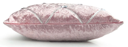 Large Crush Velvet Cushions or Covers Diamante Chesterfield 3 Sizes BLUSH PINK side view