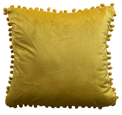 Pom Pom Cushion or Cover Plain Holland Plush Velvet 17" x 17"