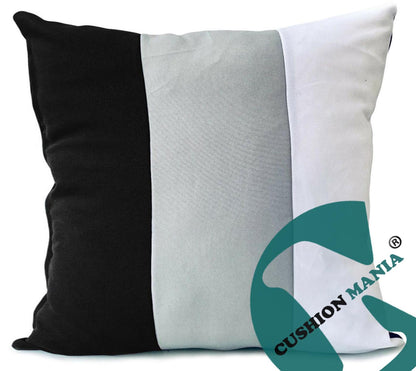 large 3 tone Striped cushions Black Grey White