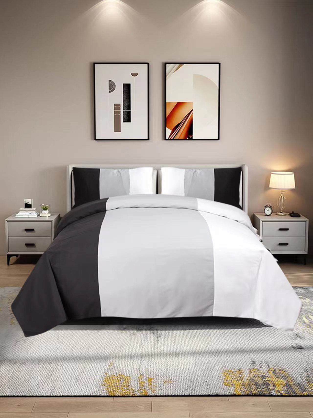 Duvet Cover Set Single Double King Super king Bedding Black Grey White