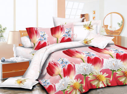 Duvet Cover set 3D Quilt Cover set 3 Pcs Bedding Animal Floral Rose 55 GSM