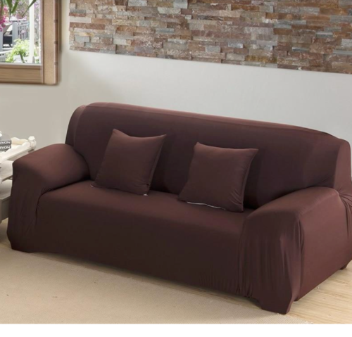 Sofa Covers Stretch Fit Protector Soft Velvet with tuckers Chocolate