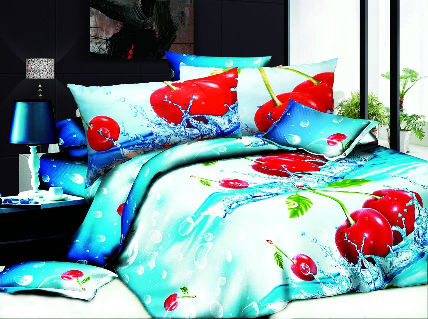 Duvet Cover set 3D Quilt Cover set 3 Pcs Bedding Animal Floral Rose 55 GSM