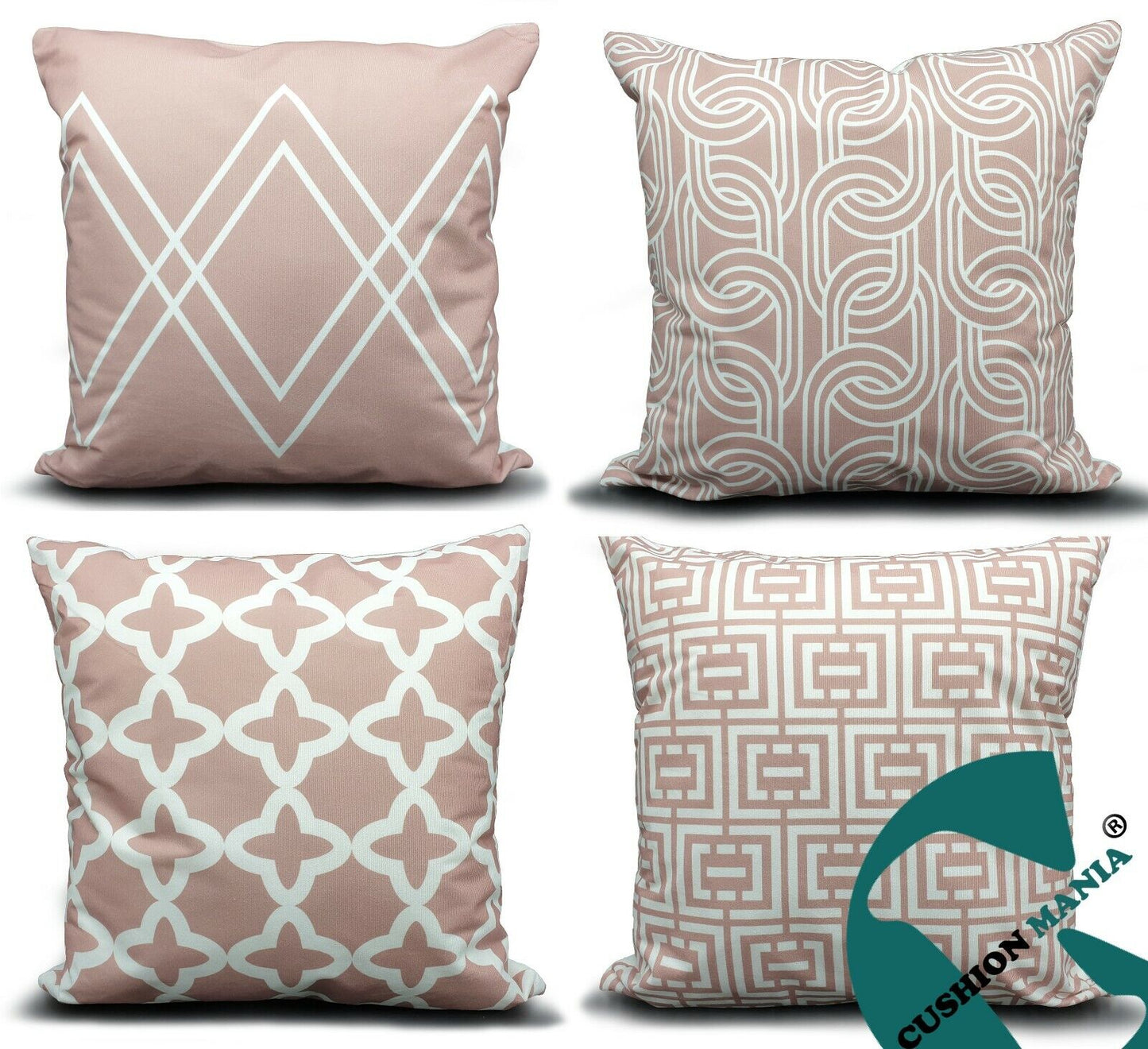 Large Cushion cover or Filled sofa cushion Blush Pink White geometric modern