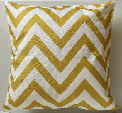 Cushion Cover or Cushion Chevron ZIG ZAG stripe cotton Geometric  17" x 17" Mustard