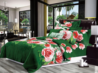 Duvet Cover set 3D Quilt Cover set 3 Pcs Bedding Animal Floral Rose 55 GSM