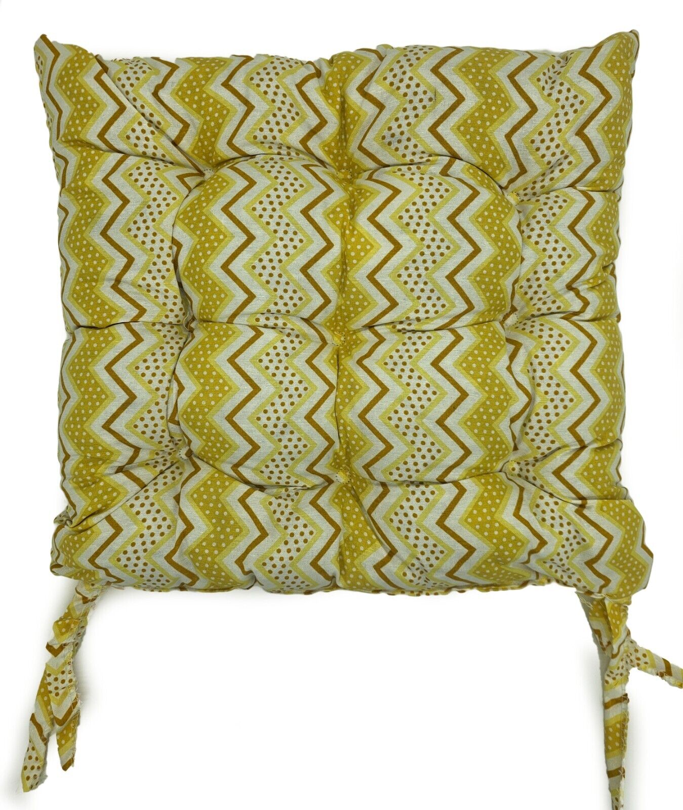 Seat Pad Dining Garden Kitchen Chair Cushions Tie On Zigzag Yellow