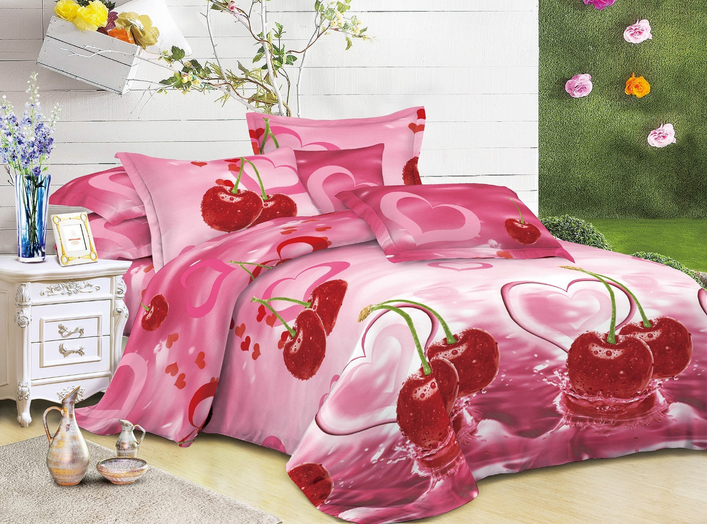 Duvet Cover set 3D Quilt Cover set 3 Pcs Bedding Animal Floral Rose 55 GSM