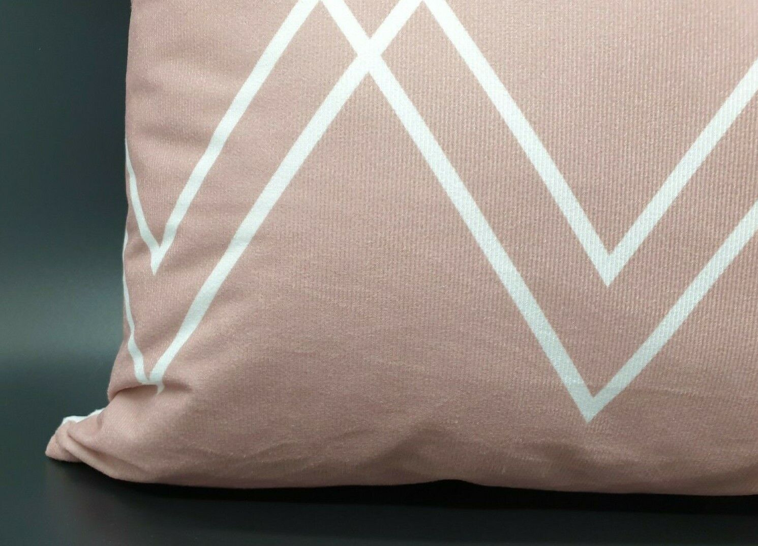 Large Cushion cover or Filled sofa cushion Blush Pink White geometric Zigzag closer view