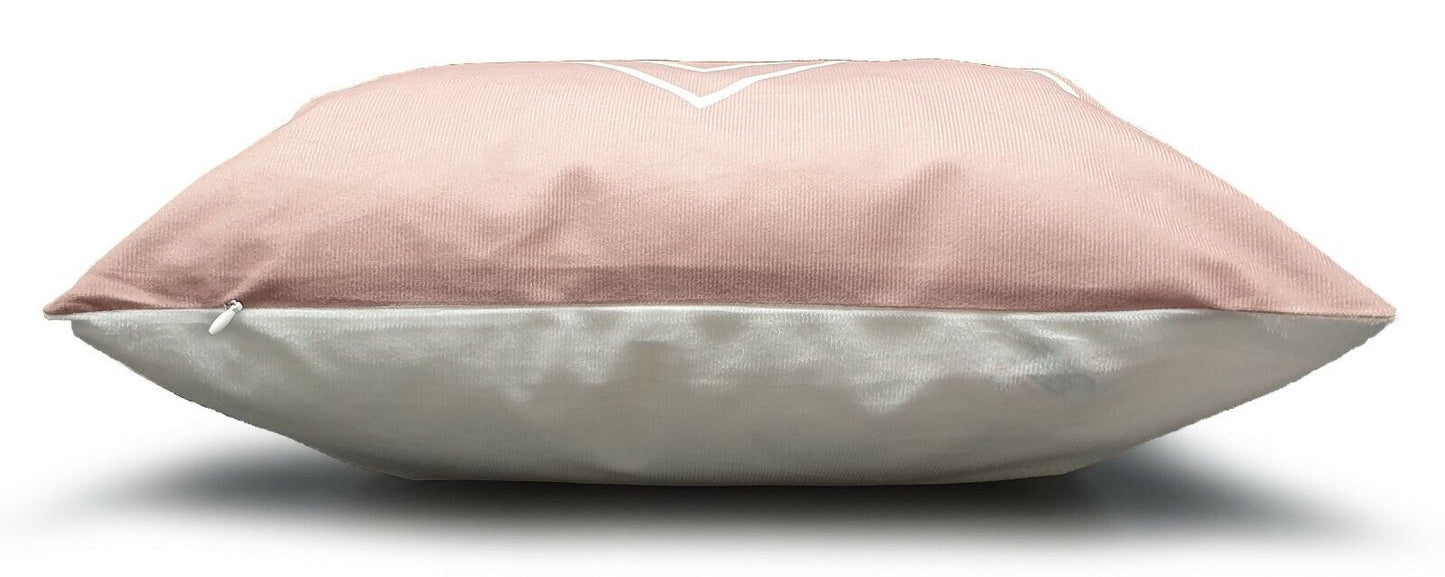 Large Cushion cover or Filled sofa cushion Blush Pink White geometric Zigzag side view