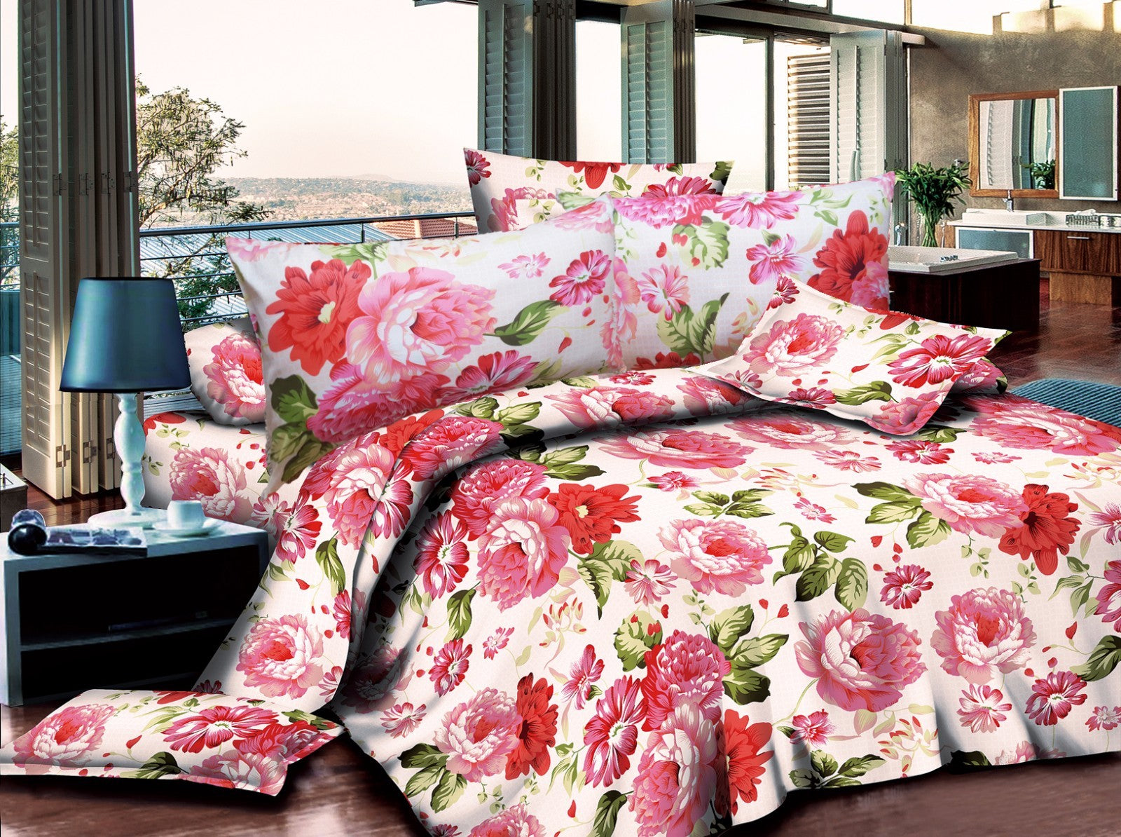 Duvet Cover set 3D Quilt Cover set 3 Pcs Bedding Animal Floral Rose 55 GSM
