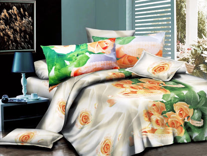 Duvet Cover set 3D Quilt Cover set 3 Pcs Bedding Animal Floral Rose 55 GSM