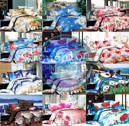 Duvet Cover set 3D Quilt Cover set 3 Pcs Bedding Animal Floral Rose 55 GSM