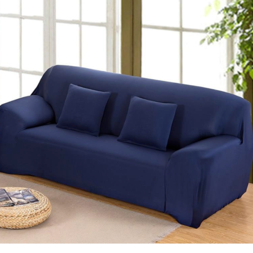 Sofa Covers Stretch Fit Protector Soft Velvet with tuckers Navy Blue