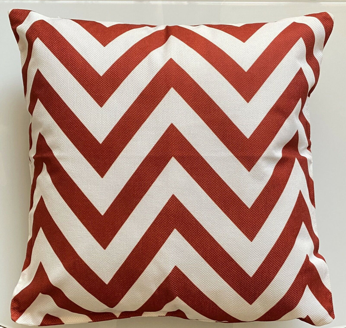 Cushion Cover or Cushion Chevron ZIG ZAG stripe cotton Geometric  17" x 17" Terracotta