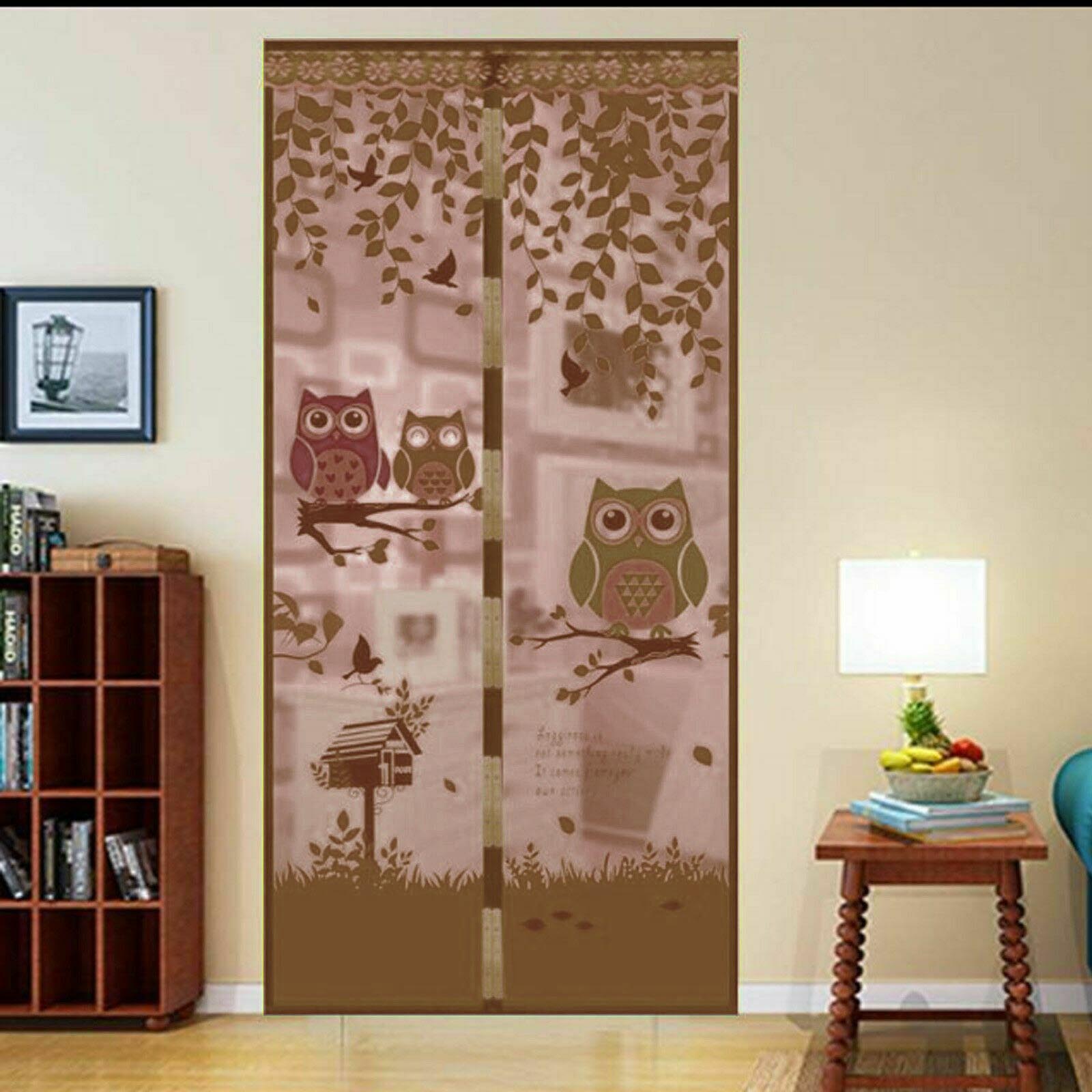Magic Magnetic Door Net Screen Mosquito Fly Insect Mesh Guard owl brown