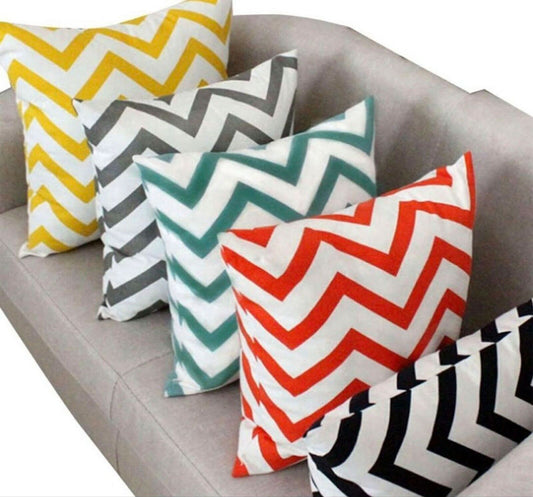Cushion Cover or Cushion Chevron ZIG ZAG stripe cotton Geometric  17" x 17"