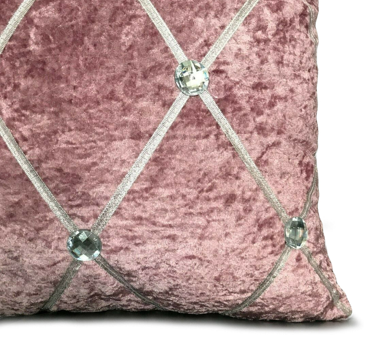 Large Crush Velvet Cushions Covers Diamante Chesterfield Mauve