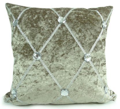 Large Crush Velvet Diamante Chesterfield Cushions or Covers Beige