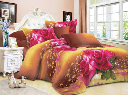 Duvet Cover set 3D Quilt Cover set 3 Pcs Bedding Animal Floral Rose 55 GSM