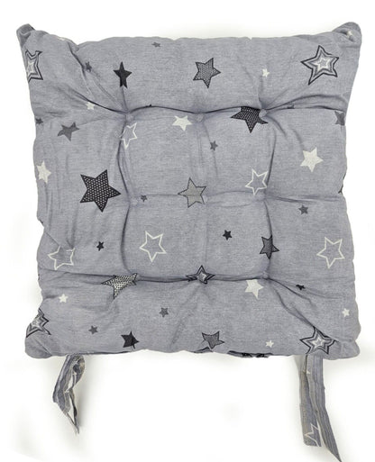 Seat Pad Dining Garden Kitchen Chair Cushions Tie On Stars Silver