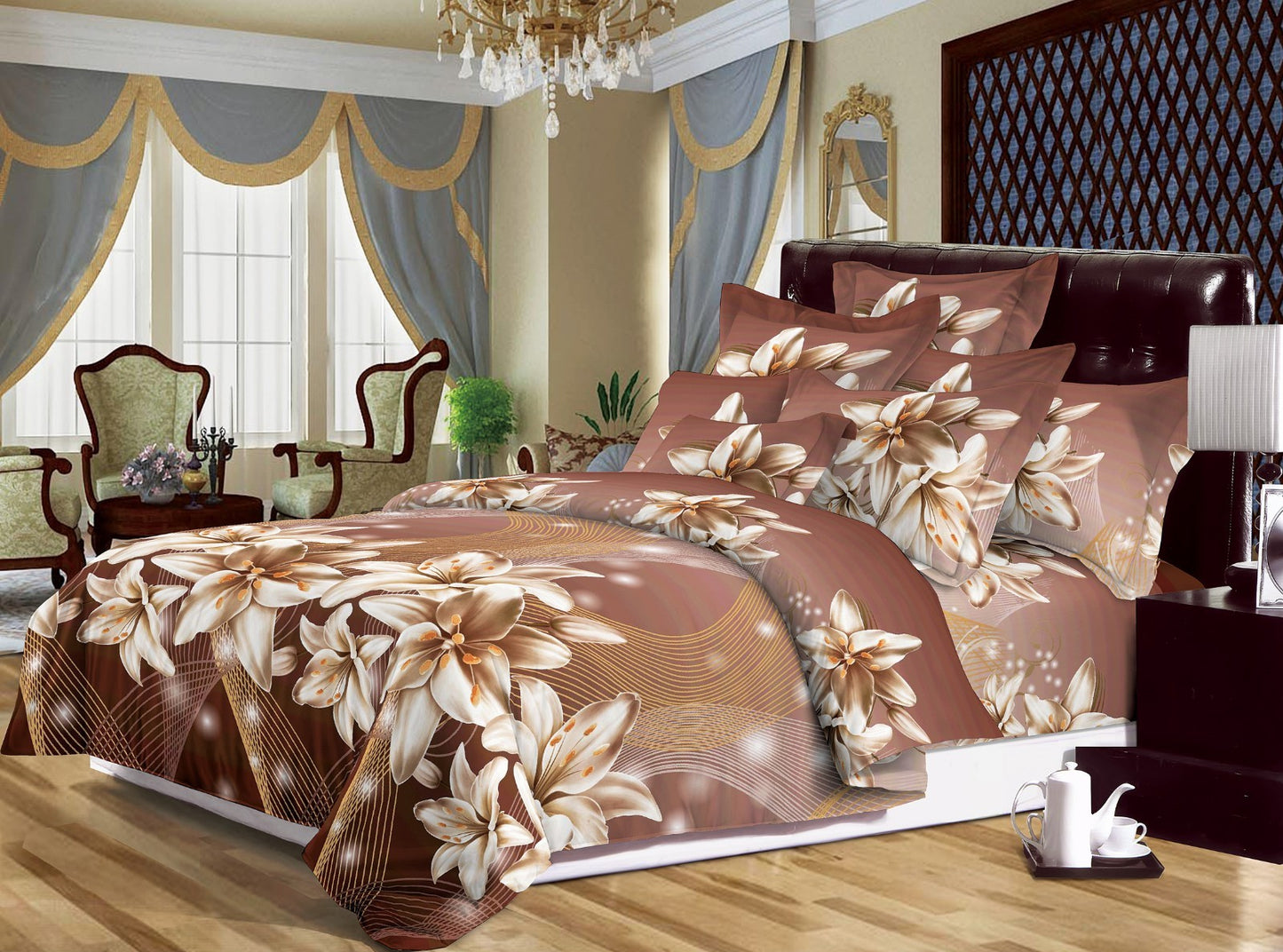 Duvet Cover set 3D Quilt Cover set 3 Pcs Bedding Animal Floral Rose 55 GSM