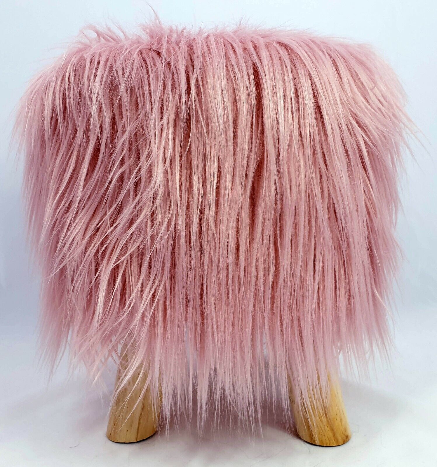MASTER Stool Pouffe Shaggy Faux Fur Foot Bench Ottoman Modern Padded Wooden Round