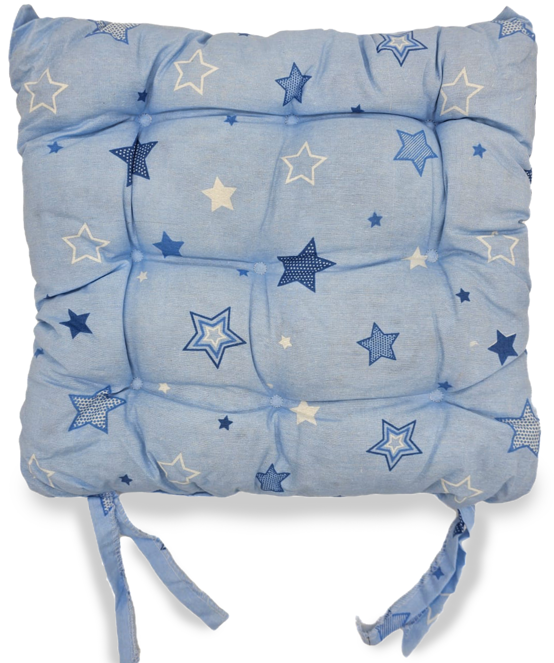 Seat Pad Dining Garden Kitchen Chair Cushions Tie On Stars Blue