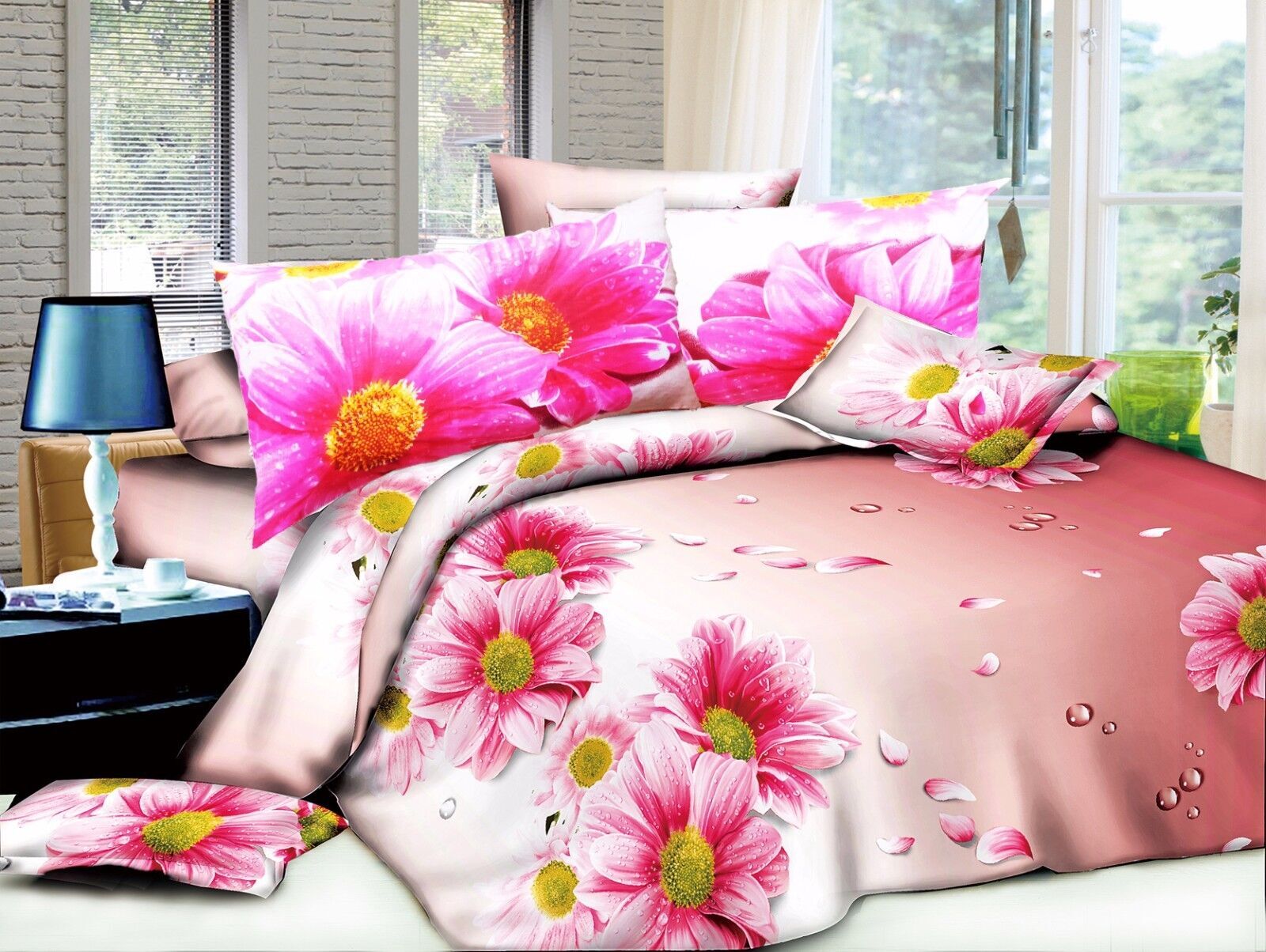Duvet Cover set 3D Quilt Cover set 3 Pcs Bedding Animal Floral Rose 55 GSM