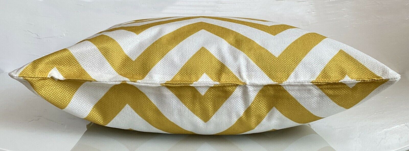 Cushion Cover or Cushion Chevron ZIG ZAG stripe cotton Geometric  17" x 17" Mustard Side view