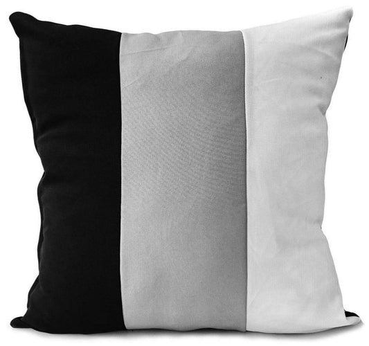Large Set Of 4 Scatter Cushions 3 Tone Black/Grey/White