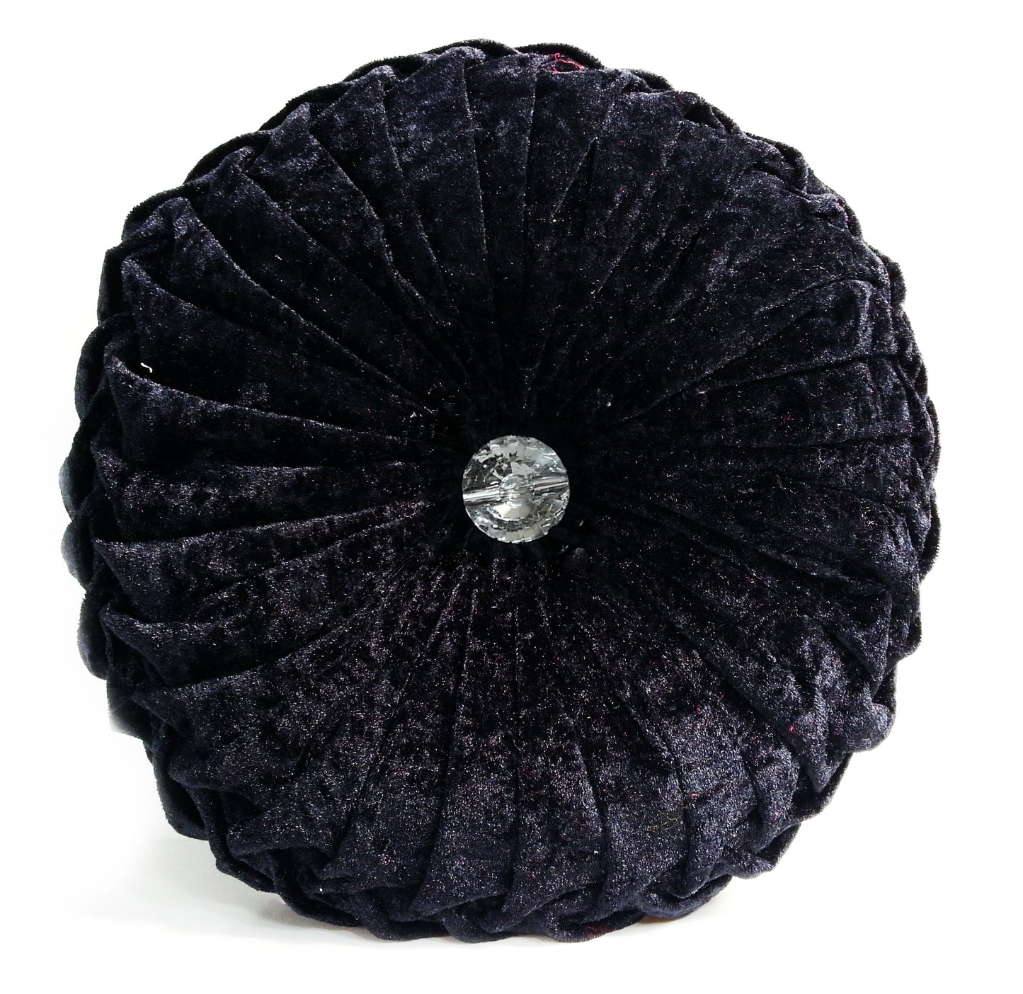 Round Cushion Crush Velvet Diamante Chic Filled Black