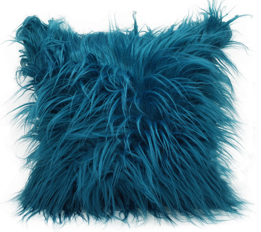 large cushion cover or cushions long Shaggy faux fur cushions TEAL BLUE