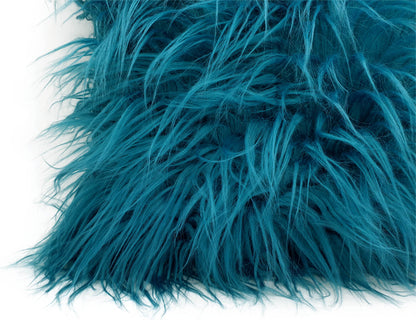 large cushion cover or cushions long Shaggy faux fur cushions TEAL BLUE closer view