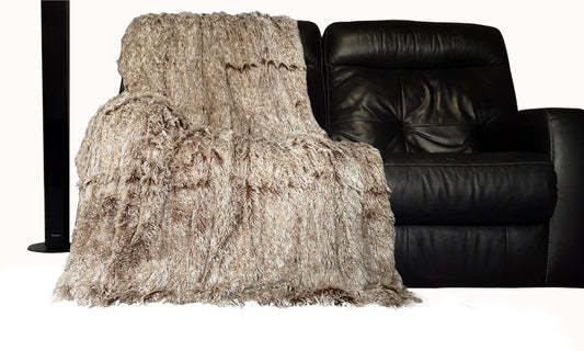 Super Soft Large Throws Cuddly 2 TONE Faux Fur Fluffy Throw over 150cm x 200cm CHAMPAGNE GOLD