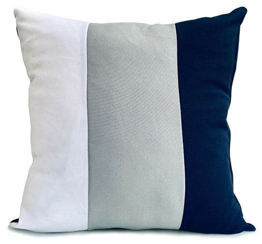 large 3 tone Striped cushions + covers or covers only NAVY BLUE