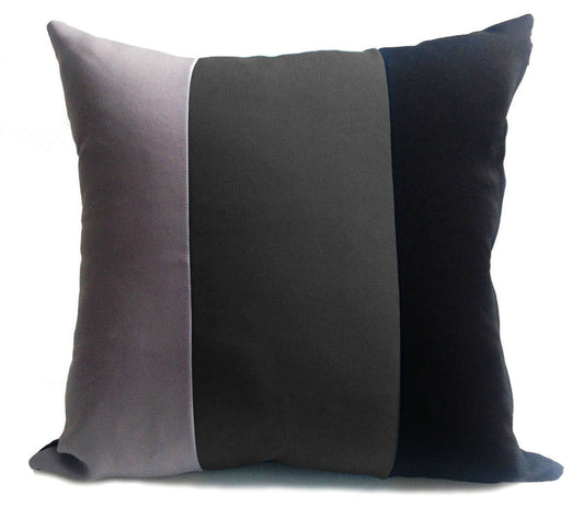 large 3 tone Striped cushions + covers or covers only CHARCOAL