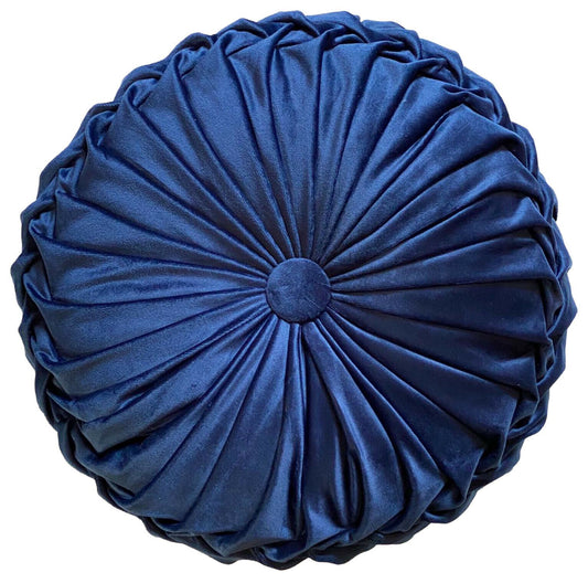 Cushion Soft Holland Plush Velvet Cushions Chic Filled Cushion Round | NAVY BLUE