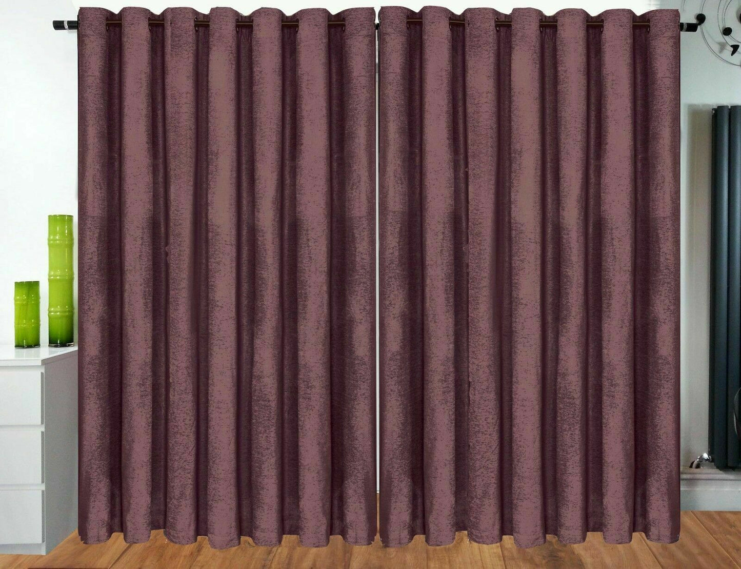 Curtains Eyelet Ring Top Lined Chenille Curtains Mauve