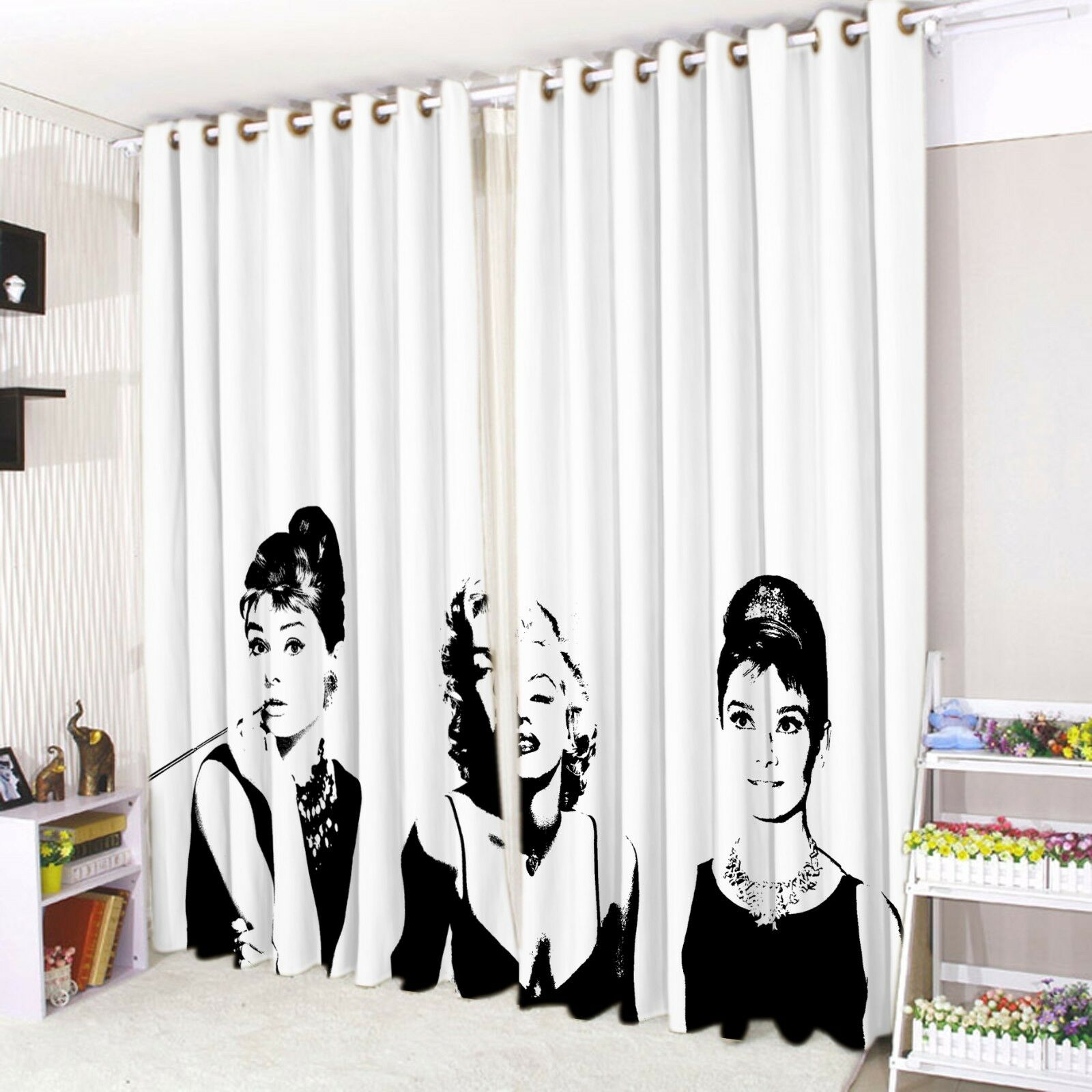 Eyelet Curtains Ring top Pair of 3d Printed Curtains Celebrity Icons