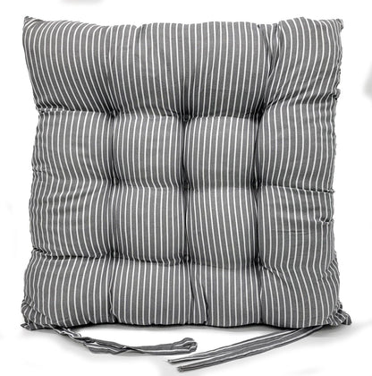 Seat Pad Dining Garden Kitchen Chair Pads Tie On Striped Grey