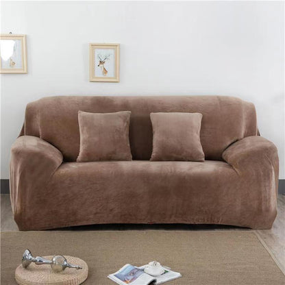Sofa Covers Plush Velvet Stretch Fit With Tuckers Beige