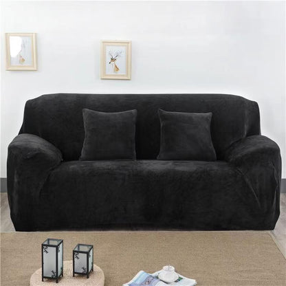 Sofa Covers Plush Velvet Stretch Fit With Tuckers Black