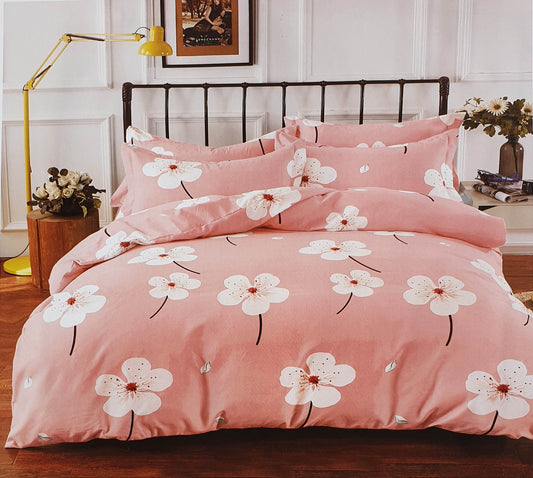 Duvet Cover Set with Pillow Cases 90 GSM DAISY SOFT PINK